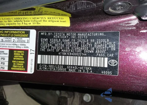 2013 Toyota Avalon Xle from USA, damaged, VIN 4T1BK1EB4DU022144